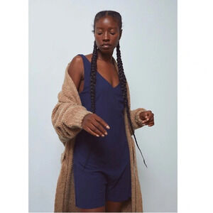 Lunya Cool Short Romper Navy Blue NWT Classic Coastal Lightweight Lounge Resort